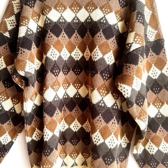 Vintage Perugini Made in England Geometric Print Wool Sweater L - Picture 3 of 5